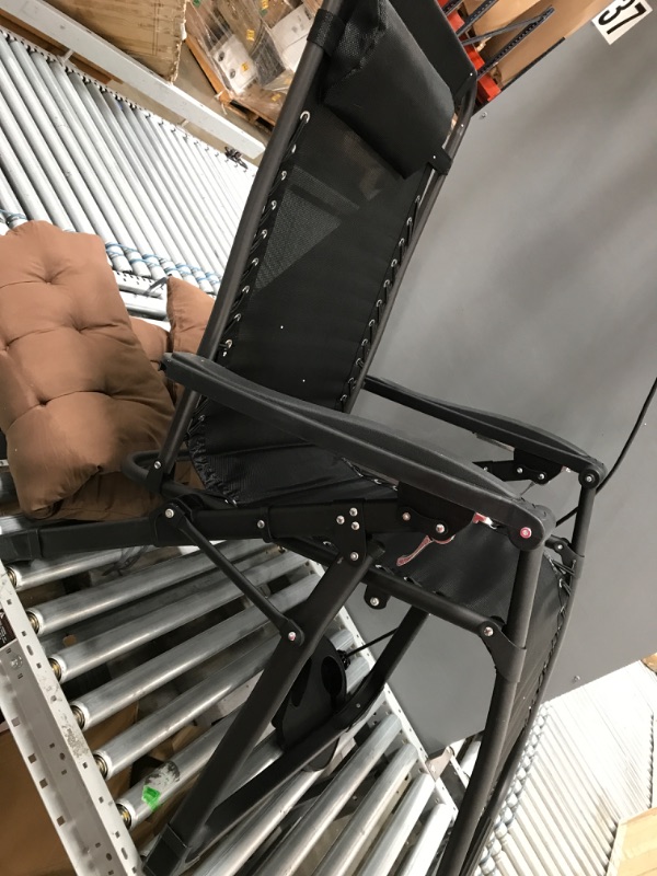 Photo 2 of **MINOR DAMAGE** Oversized Zero Gravity Chair, Lawn Recliner, Reclining Patio Lounger Chair, Folding Portable Chaise, with Detachable Soft Cushion, Cup Holder, Adjustable Headrest, Support 500 lbs. (29" Wide)
