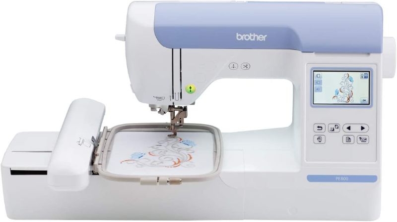 Photo 1 of **TESTED** Brother PE800 Embroidery Machine, 138 Built-in Designs, 5" x 7" Hoop Area, Large 3.2" LCD Touchscreen, USB Port, 11 Font Styles
