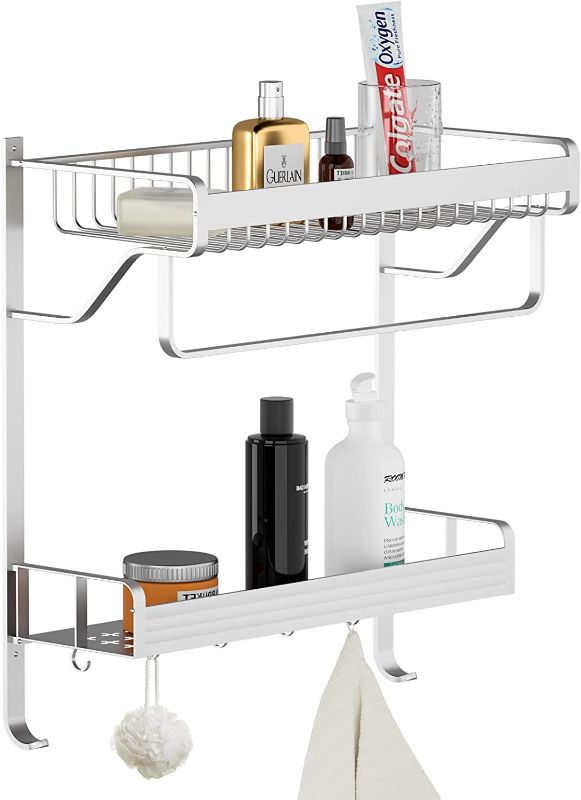 Photo 1 of Bathroom Towel Rack Shelf Wall Mounted with Towel Bar Holder 2 Tier 18.9 Inch Brushed Nickel Made by Space Aluminum
