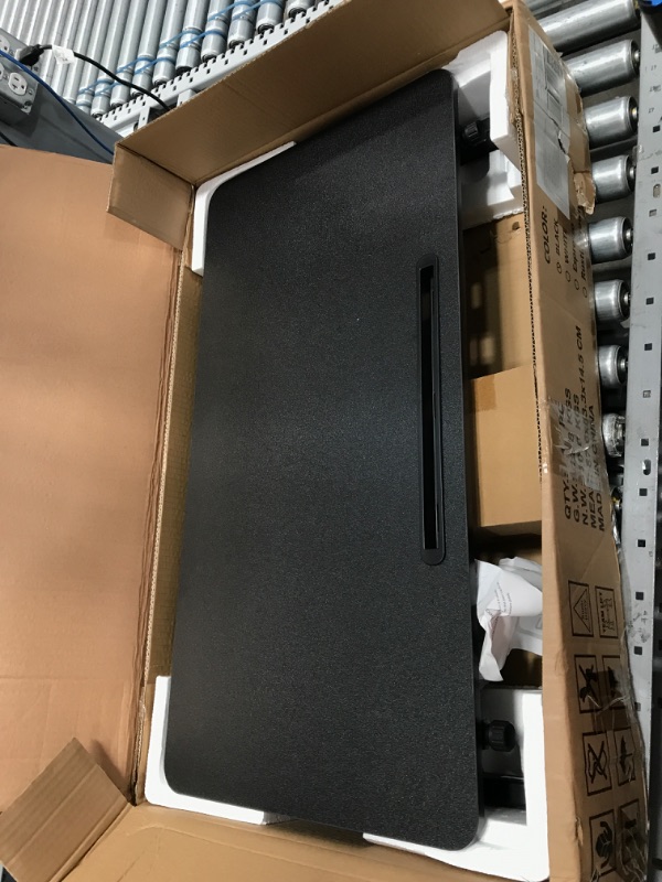 Photo 1 of AboveTEK Standing Desk Converter, 36" Stand Up Desk Riser with Gel Wrist Rest, Tabletop Sit Stand Desk Fits Dual Monitors, Two Tiered Adjustable Height Desk with Removal Keyboard Tray, Black
