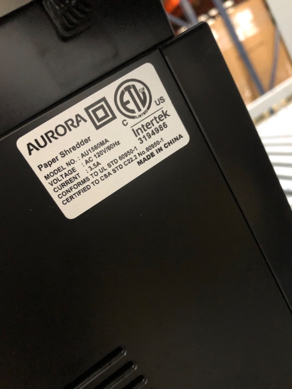 Photo 7 of Aurora AU1580MA Professional Grade High Security 15-Sheet Micro-Cut Paper/ CD and Credit Card Shredder, 60 Minutes Continuous Run time
