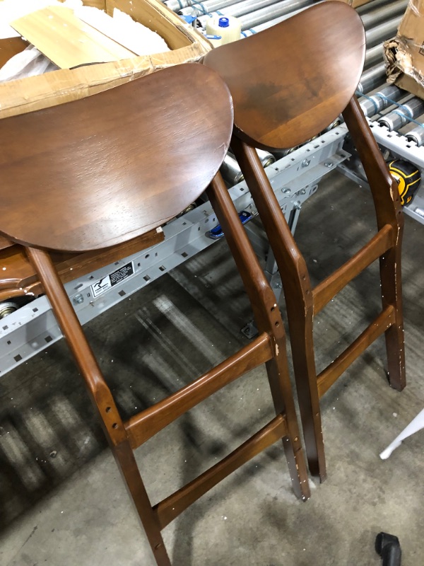 Photo 2 of ***PARTS ONLY*** Baxton Studio Katya Mid-Century Modern Walnut Brown Finished Wood 2-Piece Bar Stool Set
