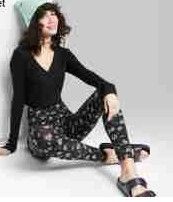 Photo 1 of 3 item bundle 
Women's High-Waisted Classic Leggings - Wild Fable Black Floral XS