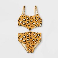 Photo 1 of 2 item bundle 
swimsuit bundle 
Girls' Leopard Print Ribbed One Piece Swimsuit - art class™ Brown
size M XL