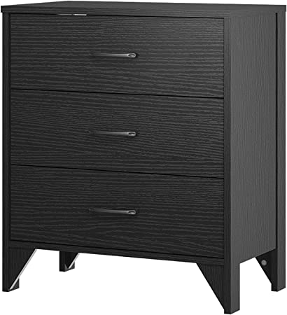 Photo 1 of 2/3/4/5/6 Drawer Dresser, Chest of Drawers Wooden Storage Dresser Cabinet Bedroom Furniture (3 Drawer, Black)
