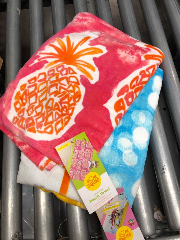 Photo 1 of 2 Sets of Beach Towels - Sloth Surfboard and Pineapple 