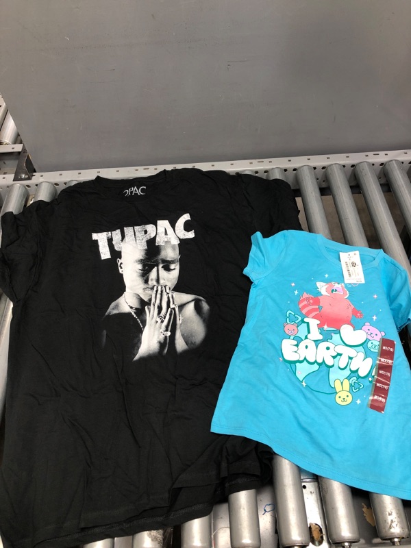 Photo 1 of 2 Sets of Assorted Men's 2Pac Shirt Size XL and Kids Turning Red Shirts Sze M (7/8)