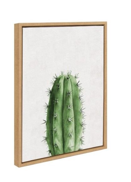 Photo 1 of 18" x 24" Sylvie Home Cactus Framed Canvas by Simon Te Tai Natural - Kate and Laurel

