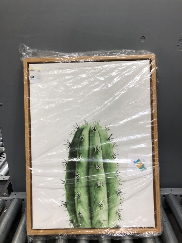 Photo 2 of 18" x 24" Sylvie Home Cactus Framed Canvas by Simon Te Tai Natural - Kate and Laurel

