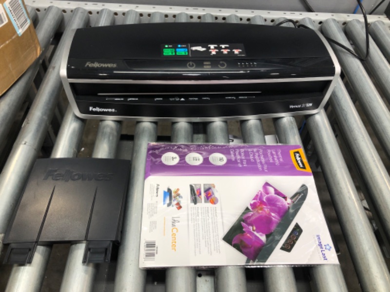 Photo 3 of Fellowes Laminator Venus 2 125, Rapid 30-60 Second Warm-up Laminating Machine, with Laminating Pouches Kit (5734801), Black, Silver, 5.1" x 21.3" x 8.2"
