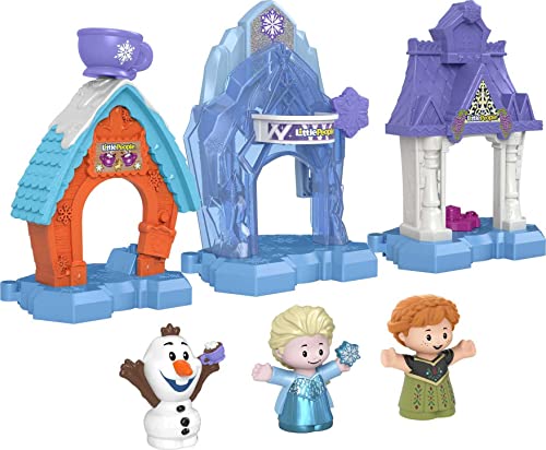 Photo 1 of Fisher-Price Disney Frozen Snowflake Village Set Little People, 3 Connecting Playsets with Anna, Elsa and Olaf Characters for Toddlers and Kids
