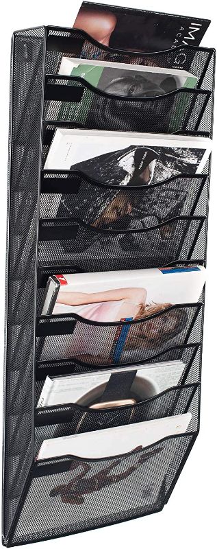 Photo 1 of Klickpick 5-Section Metal Mesh File Organizer - Multi-Purpose for Displaying Files, Magazines, Newspapers (Black)
