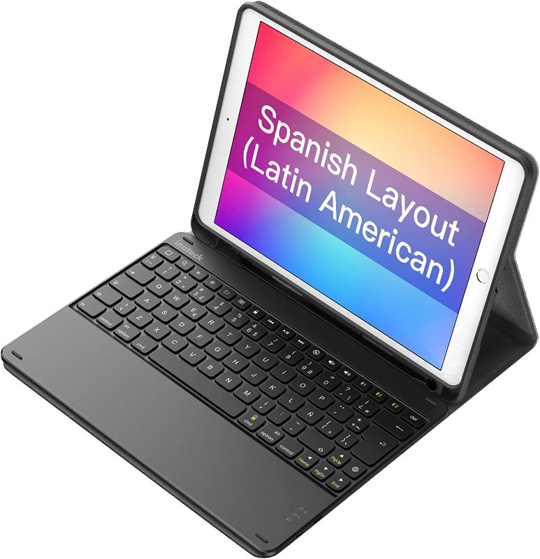Photo 1 of Inateck Spanish Keyboard for iPad 10.2 inch (9th / 8th / 7th Generation) and iPad Air 10.5 inch (3rd Generation) - Spanish (Latin America) Layout, KB02017 Dark Gray

