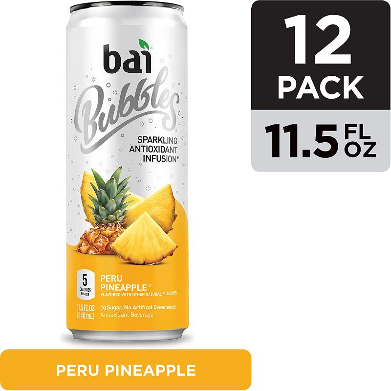 Photo 1 of *EXP:7/31/2022* Bai Bubbles, Sparkling Water, Peru Pineapple, Antioxidant Infused Drinks, 11.5 Fl Oz (Pack of 12)
