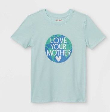 Photo 1 of 3PCKS OF Boys' 'Love Your Mother' Graphic Short Sleeve T-Shirt - Cat & Jack™ Mint Green // SIZE XS

