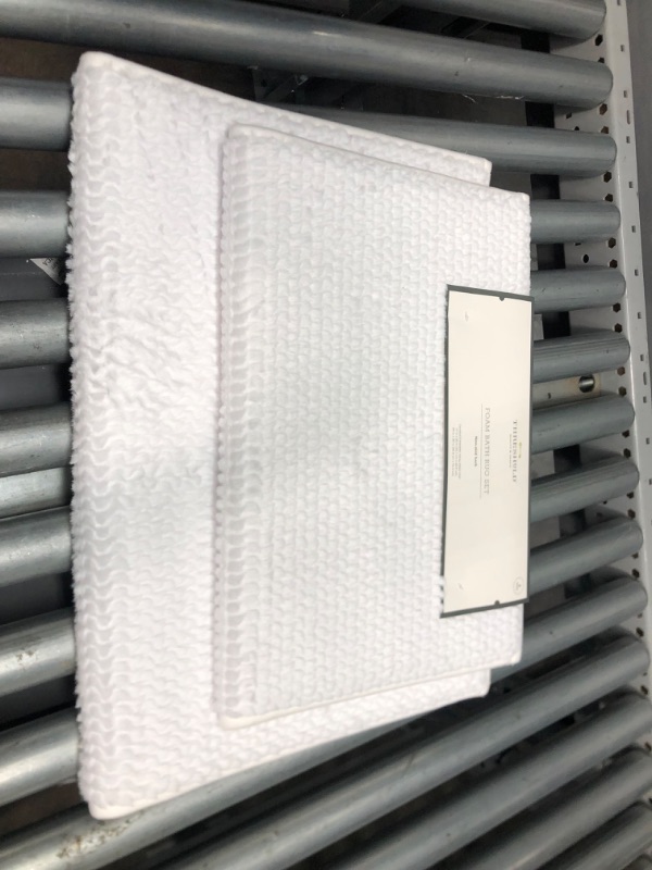 Photo 1 of 2pk Fuzzy Foam Bath Rug - Threshold WHITE