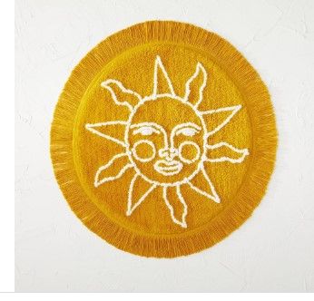 Photo 1 of 25" Round Tufted Sun Fringe Cotton Bath Rug Yellow - Opalhouse™ Designed with Jungalow™
