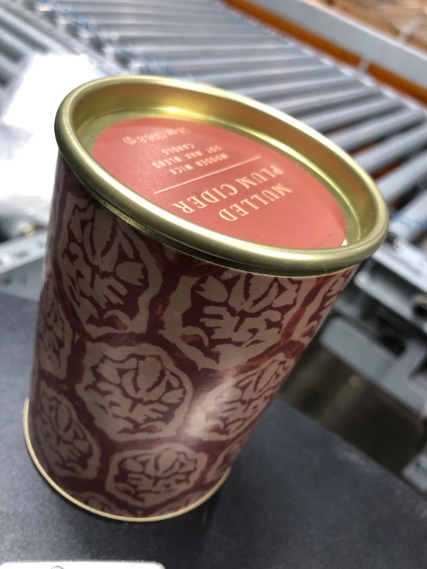 Photo 2 of 14oz Gold Tin with Pocatello a Print Wrap Label Mulled Plum Cider Woodwick Candle Gold - Threshold™
