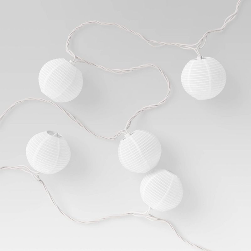 Photo 1 of 10ct Incandescent Mini Lights with Nylon Outdoor Lanterns White - Threshold™
