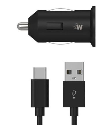 Photo 1 of Just Wireless 2.4A/12W 1-Port USB-A Car Charger with 6' TPU USB-C to USB-A Cable - Black

