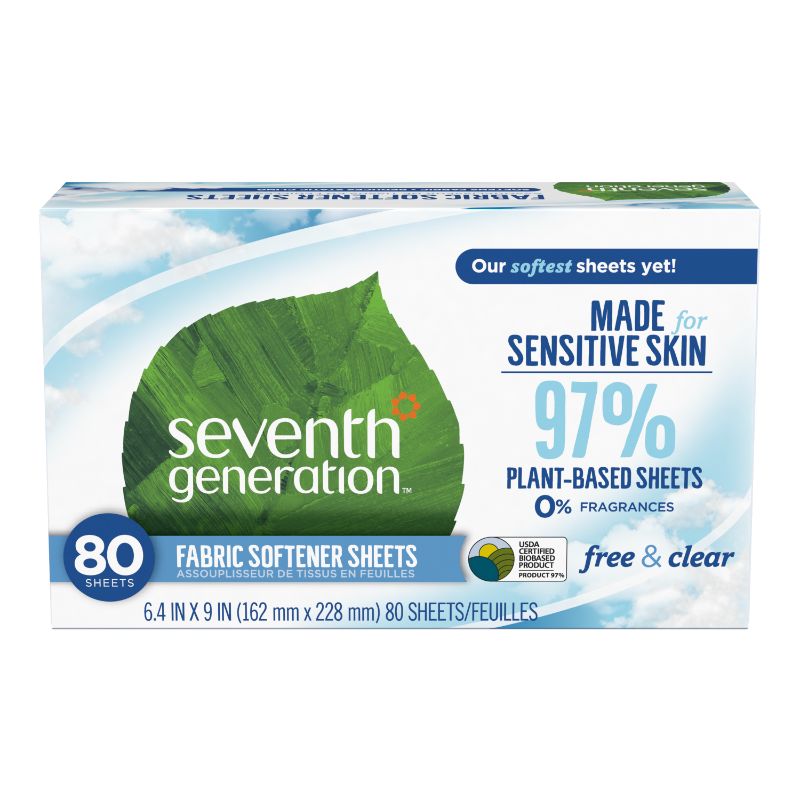 Photo 1 of 2pcks of Seventh Generation Fabric Softener Sheets Free & Clear - 80ct

