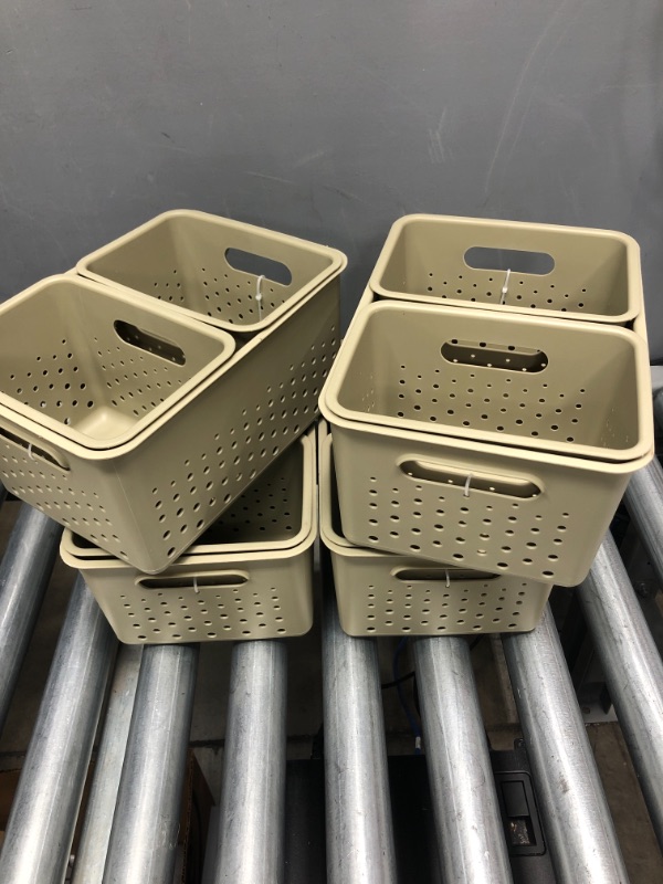 Photo 1 of (X4) BEIGE STORAGE BINS 