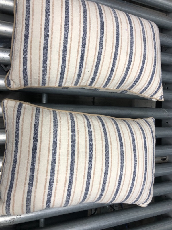 Photo 2 of (X2) Woven Striped with Plaid Reverse Throw Pillow - Threshold