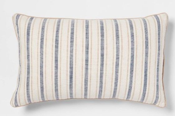 Photo 1 of (X2) Woven Striped with Plaid Reverse Throw Pillow - Threshold