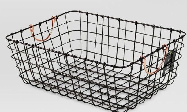 Photo 1 of (X2) Small Wire Decorative Basket with Copper Handle - Threshold