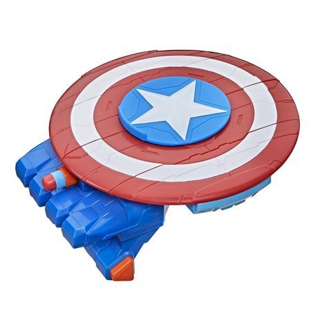 Photo 1 of bundle of 4 toys:
2 foam baseballs,
Avengers Mech Strike Captain America Strikeshot Shield,
water football