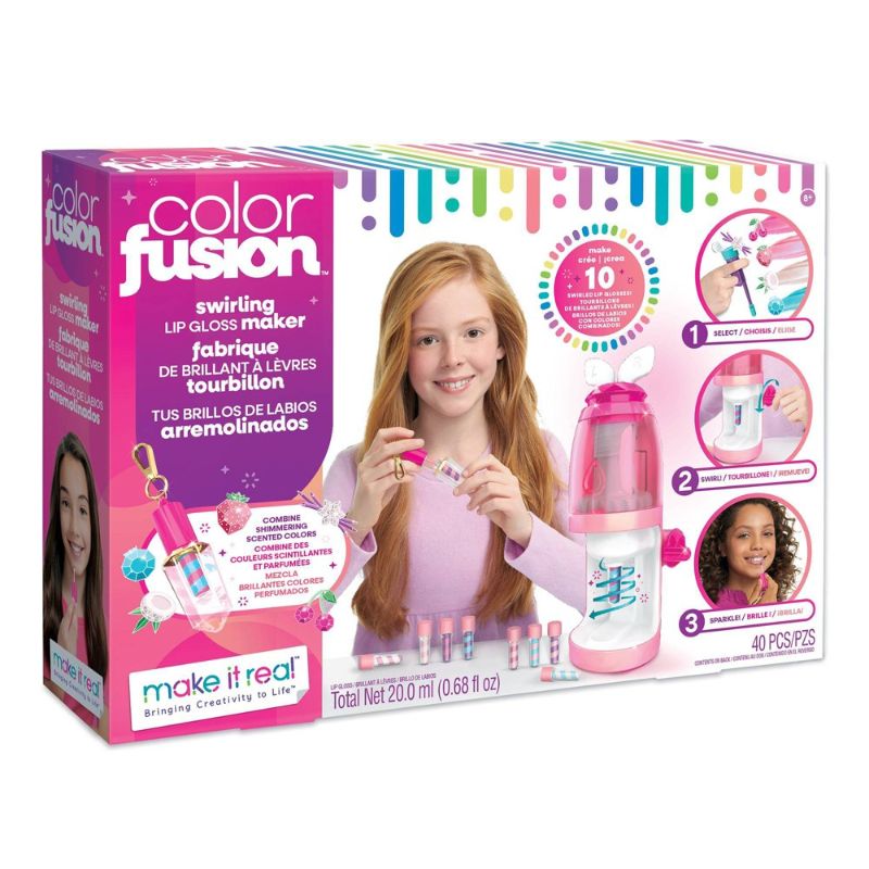 Photo 1 of Bundle of 3 items:
Make It Real Color Fusion Swirling Lip Gloss Maker
 frozen beach towel
pink stuffed bear
