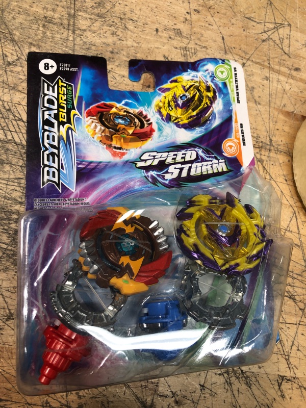 Photo 2 of BEYBLADE Burst Surge Speedstorm Spear Valtryek V6 and Regulus R6 Spinning Top Dual Pack -- 2 Battling Game Top Toy for Kids Ages