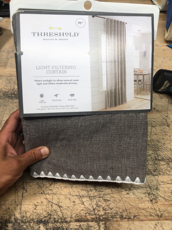 Photo 2 of 1pc 54"x95" Light Filtering Stitched Edge Window Curtain Panel - Threshold™