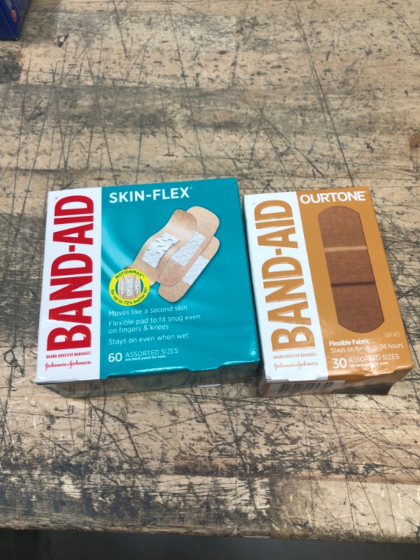 Photo 2 of Band-Aid Skin-Flex Assorted Sizes Bandages - 60 ct & Band-Aid Brand Ourtone Adhesive Bandages - BR45, 30 Ct