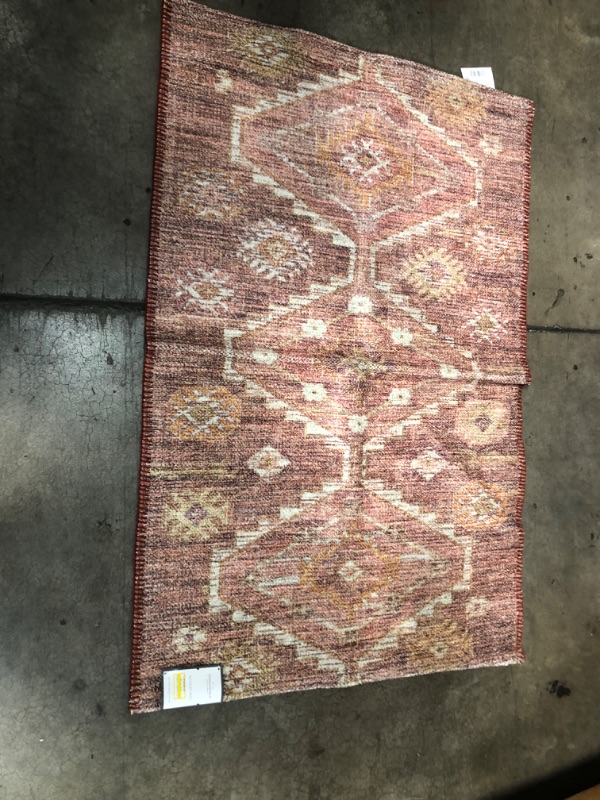 Photo 2 of 2'6x3'10 Southbury Washable Printed Diamond Persian Style Rug Rust - Threshold
