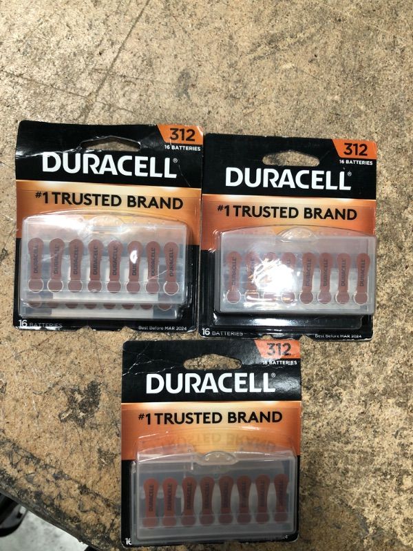 Photo 2 of ***3 Pack*** Duracell Hearing Aid Batteries - Size 312, 48 batteries