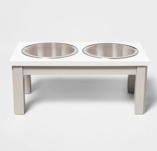 Photo 1 of ***2 Pack*** Traditional Short Elevated Dual Tone Dog Bowl with Sour Cream Top - Off-White - Boots & Barkley™


