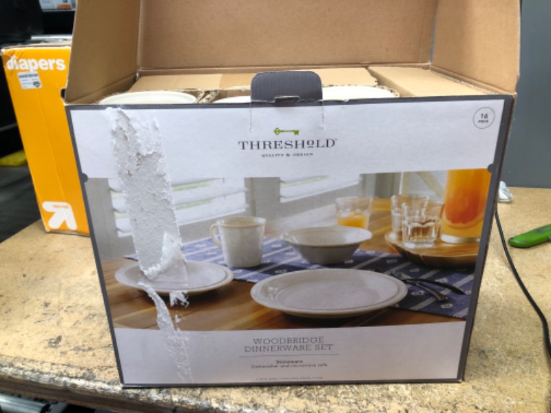 Photo 2 of 16pc Porcelain Woodbridge Dinnerware Set White - Threshold™
