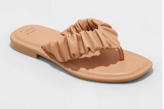 Photo 1 of A New Day Women's Blossom Scrunched Flip Flop Sandals Tan Size 9 