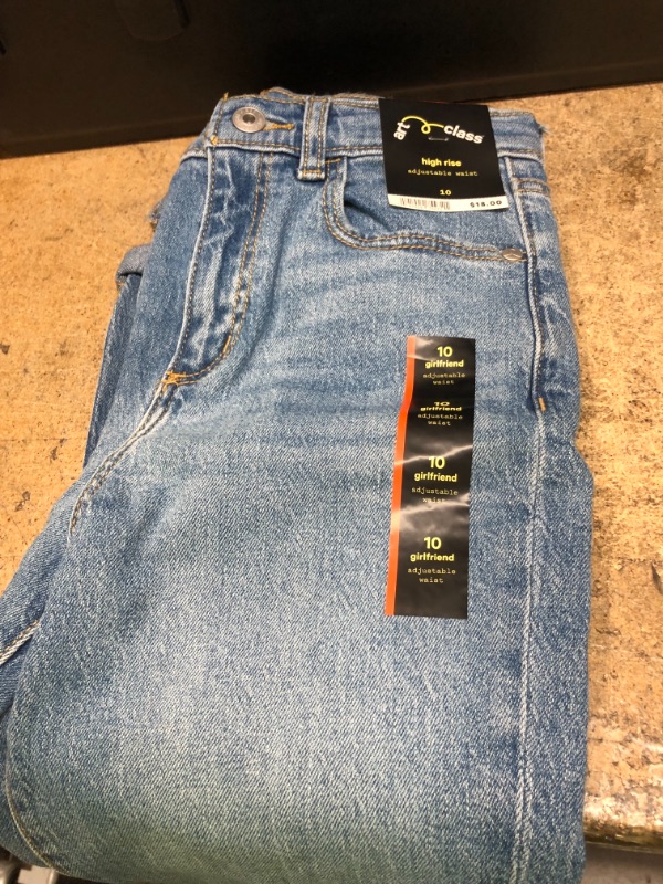 Photo 2 of 10-Girls' Distressed High-Rise Girlfriend Jeans - Art Class™ Medium Wash