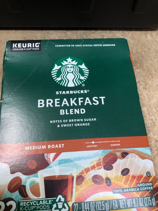 Photo 2 of BEST BUY- 20 JAN 2023 Starbucks Medium Roast K-Cup Coffee Pods  Breakfast Blend for Keurig Brewers  1 box (22 pods)