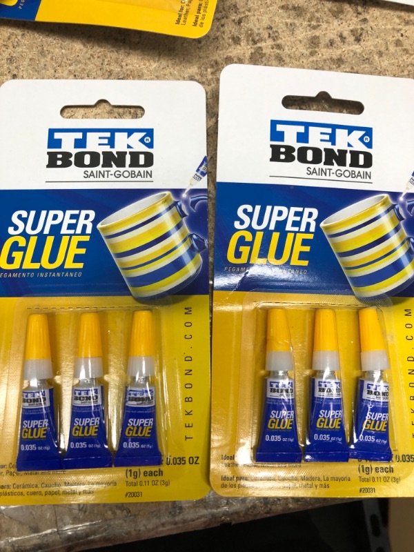 Photo 1 of  2 PACK!!!!!! Tekbond Colorless Fast Dry Super Glue (Three 1-Gram Tubes)