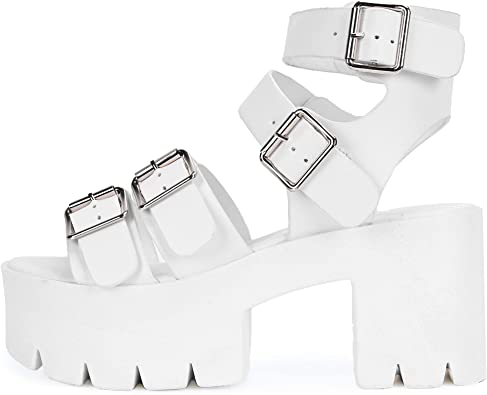 Photo 1 of (Size: 10) KEIIYJ Women's Platform Multi Buckle Ankle Strap Chunky Wdege Sandals