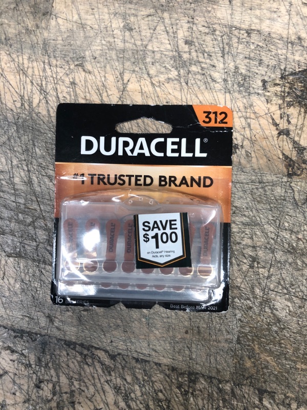 Photo 1 of Duracell Size 312 Hearing Aid Batteries - 16 Pack - Easy-Fit Tab

