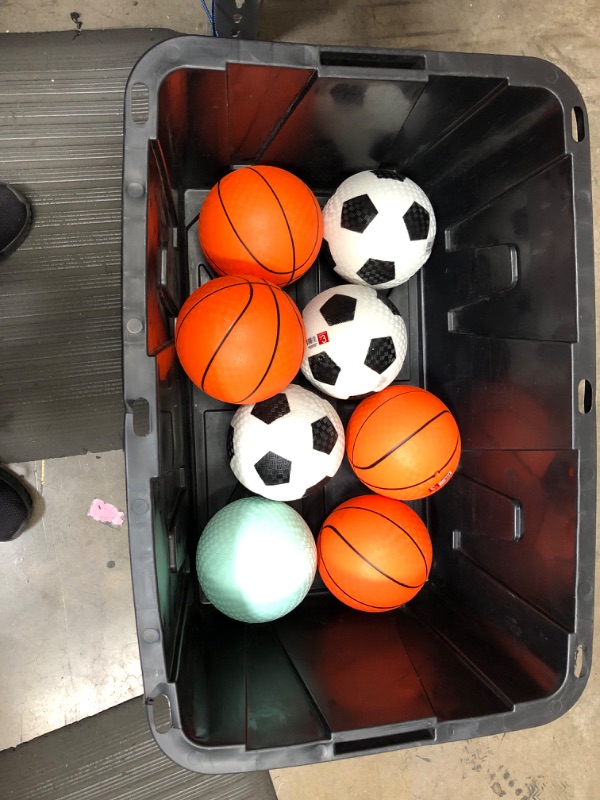 Photo 1 of BUNDLE OF 8 BOUNCE BALLS---3 SOCCER  4 BASKETBALL AND 1 BLUE