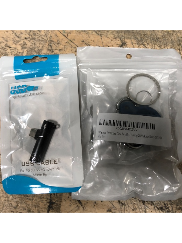 Photo 1 of BUNDLE OF 2 ITEMS - 2 IN 1 ADAPTOR USB C CHARGER HEADPHONE JACK TO C TYPE, 2 PK PROTECTIVE CASE FOR AIR TAG 2021