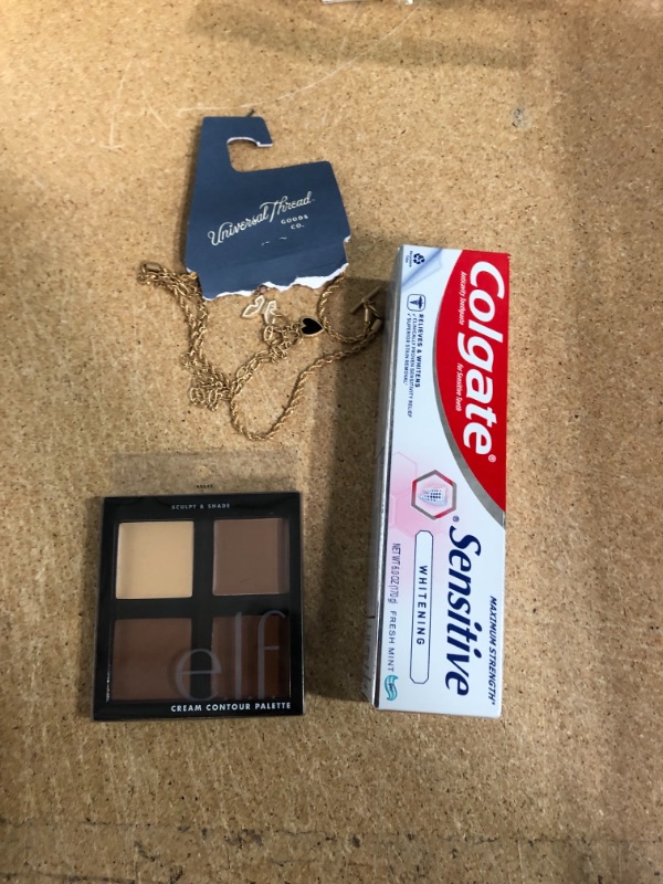 Photo 1 of 3 item bund;e 
e.l.f. Cream Contour Palette - .43oz
Toggle Mixed Butterfly and Heart Charm Layered Chain Necklace - Universal Thread™ Black/White
Colgate Sensitive Toothpaste Maximum Strength with Whitening - Fresh Mint Gel - 6oz
best by MAR 2024



