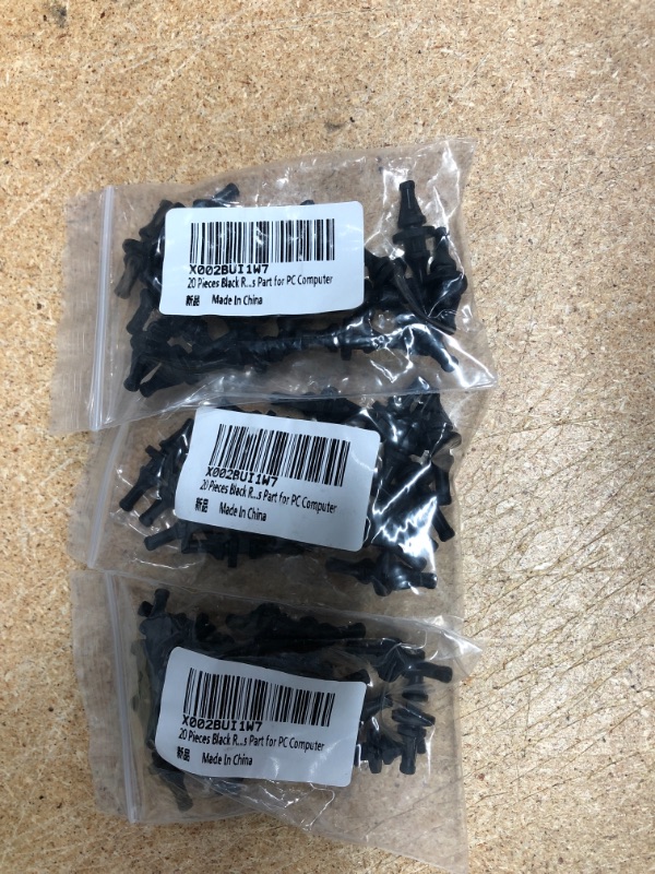 Photo 2 of 20 Pieces Black Rubber PC CPU/Case Fan Mounting Screws Rivets, Pack of 3
