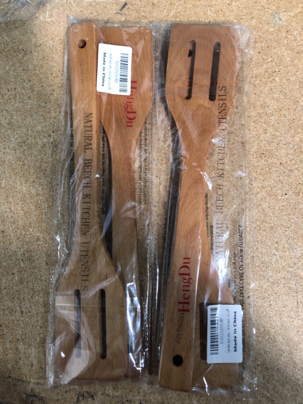 Photo 2 of 2 PACKS OF HengDu wooden spatula, wooden turner,flat wooden spoon, 2-piece set
