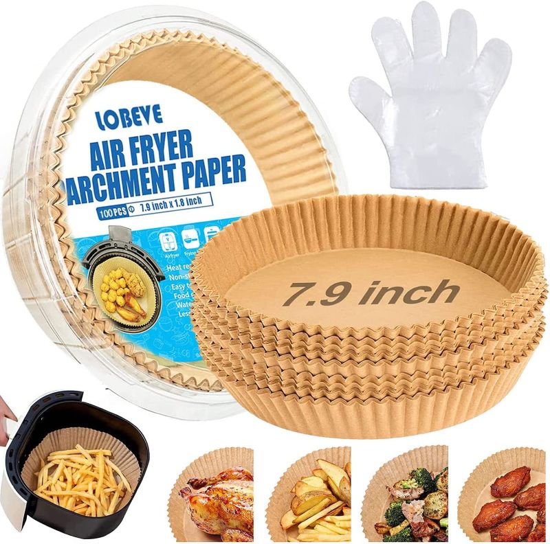 Photo 1 of Air Fryer Disposable Paper Liner (Bonus Disposable Plastic Food Prep Gloves) 20in
